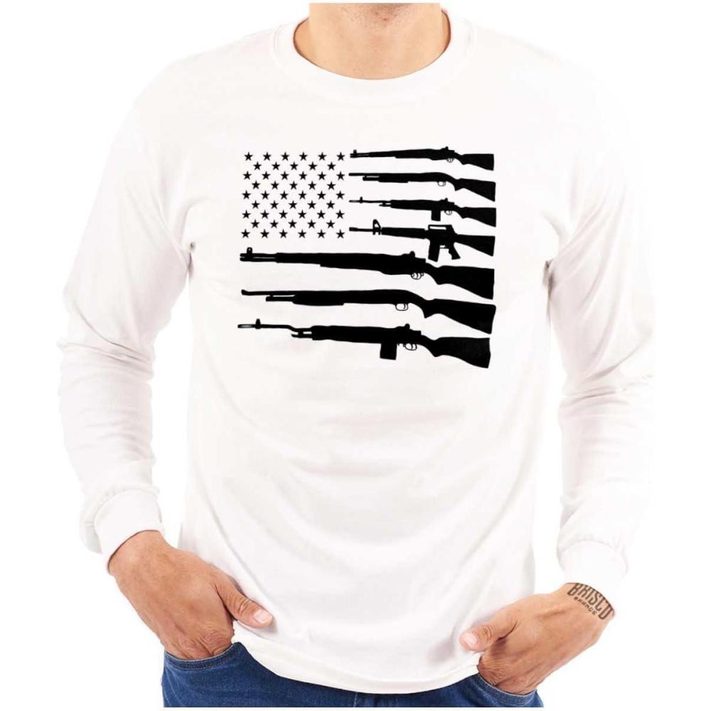 imageAmerican Flag Arms USA Pro 2A Rights Long Sleeve Tshirt Men WomenWhite