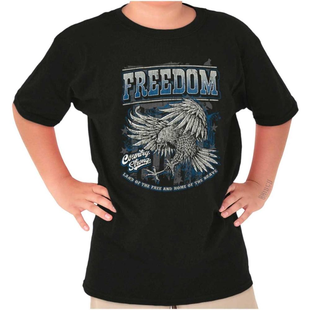 imageAmerican Pride Brave Freedom Eagle Crewneck T Shirts Boy GirlBlack