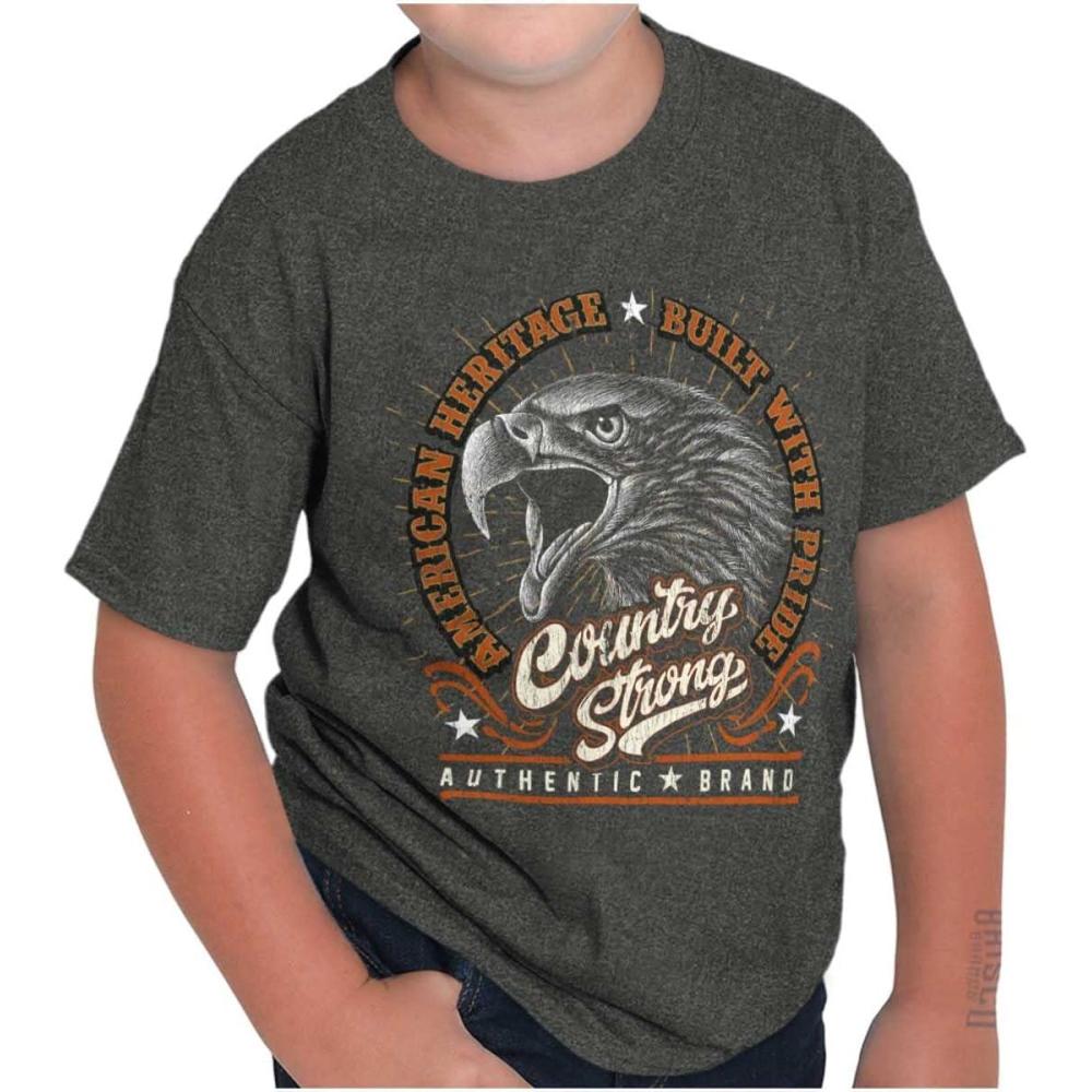 imageBrisco Brands American Heritage Built with Pride Crewneck T Shirts Boy GirlDark Heather
