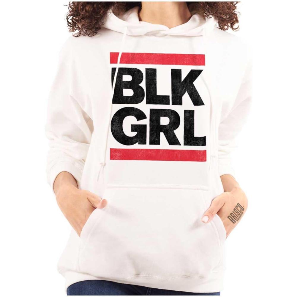 imageBrisco Brands BLK Girl Cute Black Pride 90s Hip Hop Hoodie Sweatshirt WomenWhite