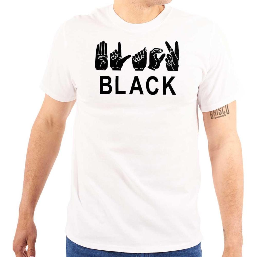 imageBrisco Brands Black ASL American Sign Language Graphic T Shirt Men or WomenWhite