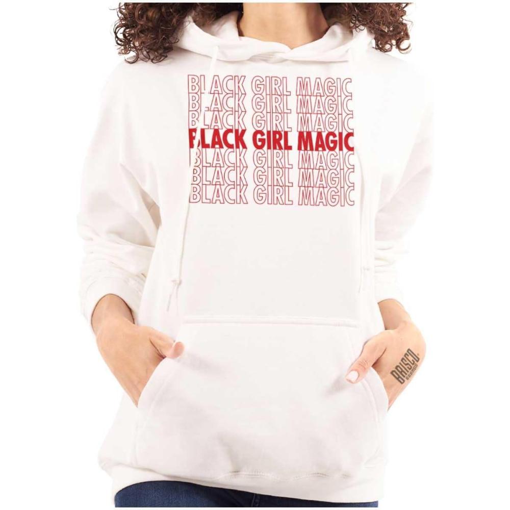 imageBrisco Brands Black Girl Magic Cute Melanin Queen Hoodie Sweatshirt WomenWhite