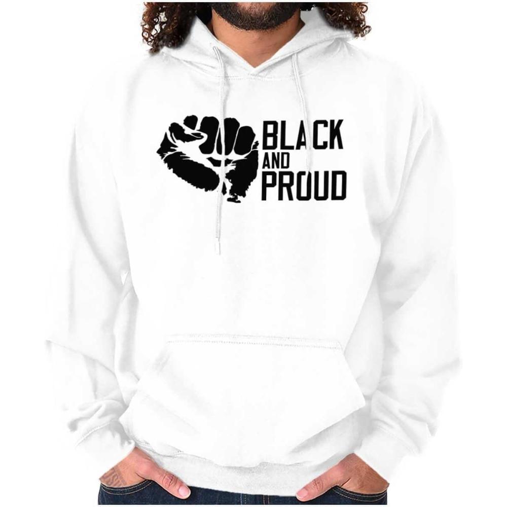 imageBrisco Brands Black and Proud African American Hoodie Sweatshirt Women MenWhite