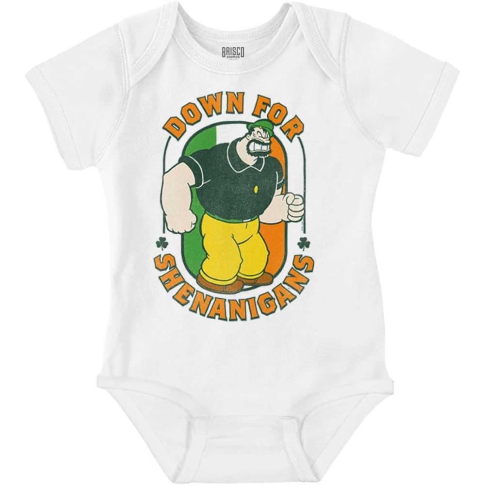 imageBrisco Brands Bluto St Paddys Down For Shenanigans Baby Bodysuit Jumper BoysWhite