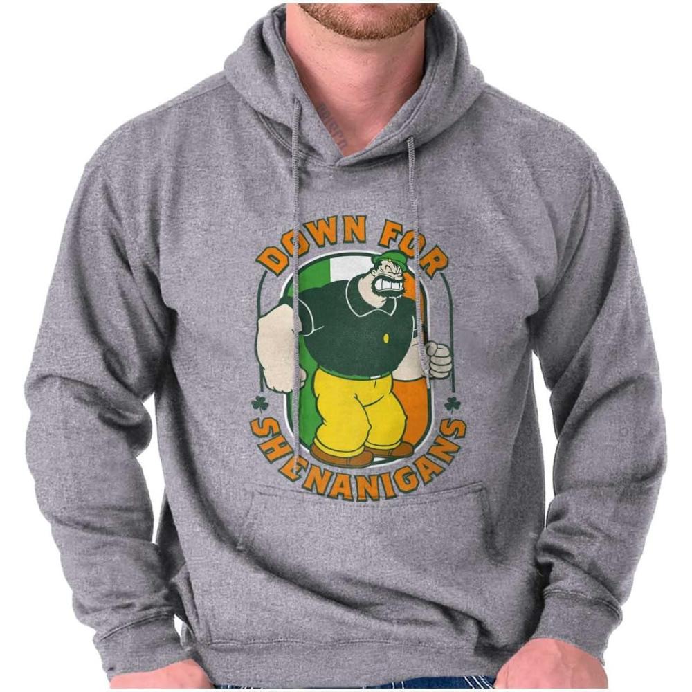 imageBrisco Brands Bluto St Paddys Down For Shenanigans Hoodie Hooded Sweatshirt MenSport Grey