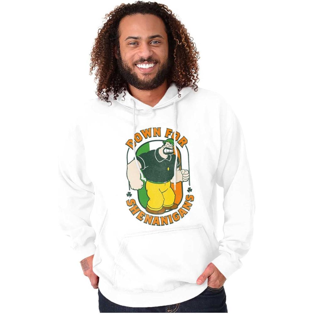 imageBrisco Brands Bluto St Paddys Down For Shenanigans Hoodie Hooded Sweatshirt MenWhite