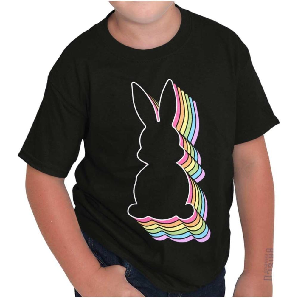 imageBrisco Brands Colorful Easter Bunny Gradient Crewneck T Shirts Boy GirlBlack