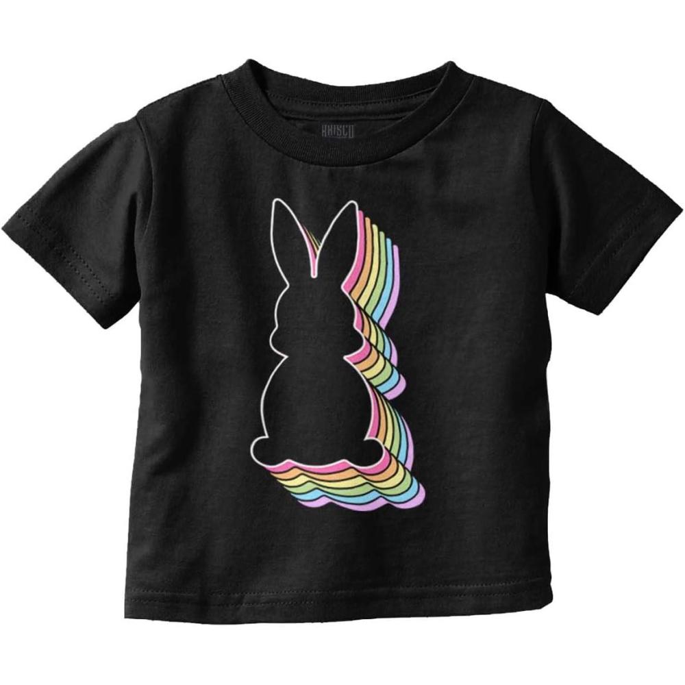 imageBrisco Brands Colorful Easter Bunny Gradient Toddler Baby Graphic T ShirtBlack