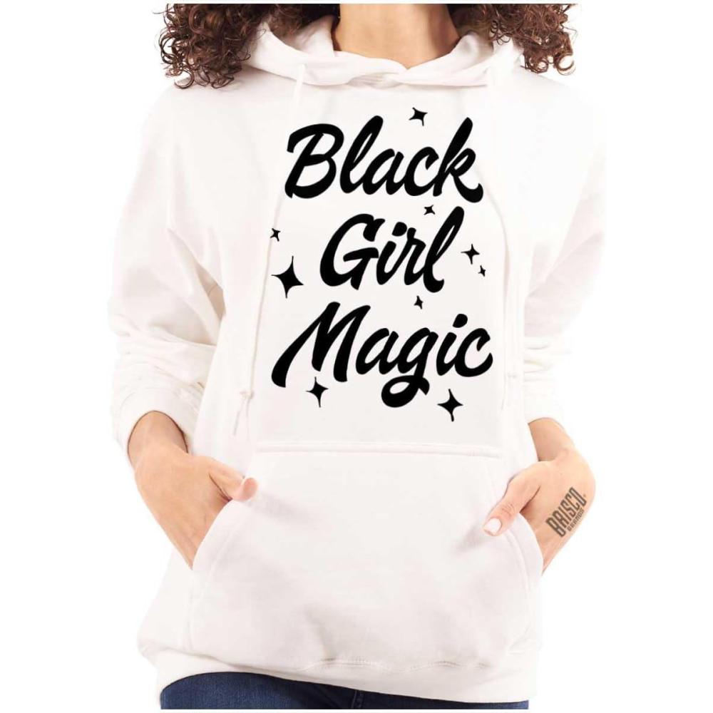 imageBrisco Brands Cute Black Girl Magic Melanin Queen Hoodie Sweatshirt WomenWhite
