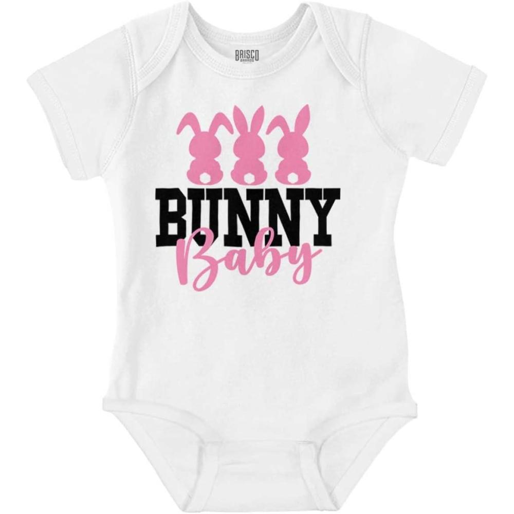 imageBrisco Brands Cute Easter Bunny Baby Rabbit Tails Baby Bodysuit Jumper GirlsWhite