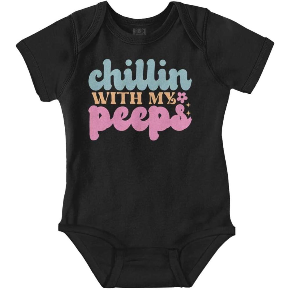 imageBrisco Brands Cute Easter Chillin With My Peeps Baby Bodysuit Jumper GirlsBlack