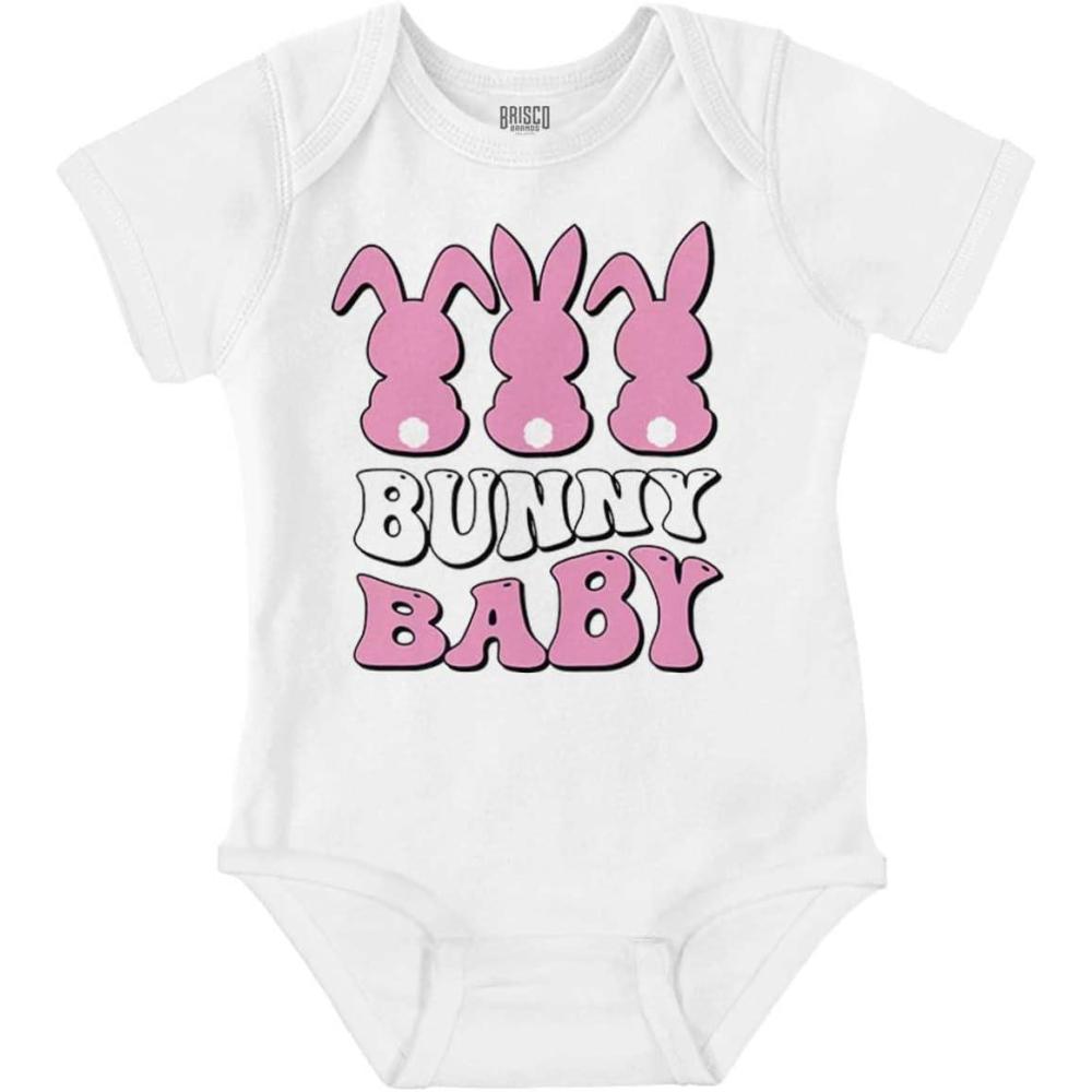 imageBrisco Brands Cute Rabbit Tails Easter Bunny Baby Baby Bodysuit Jumper GirlsWhite