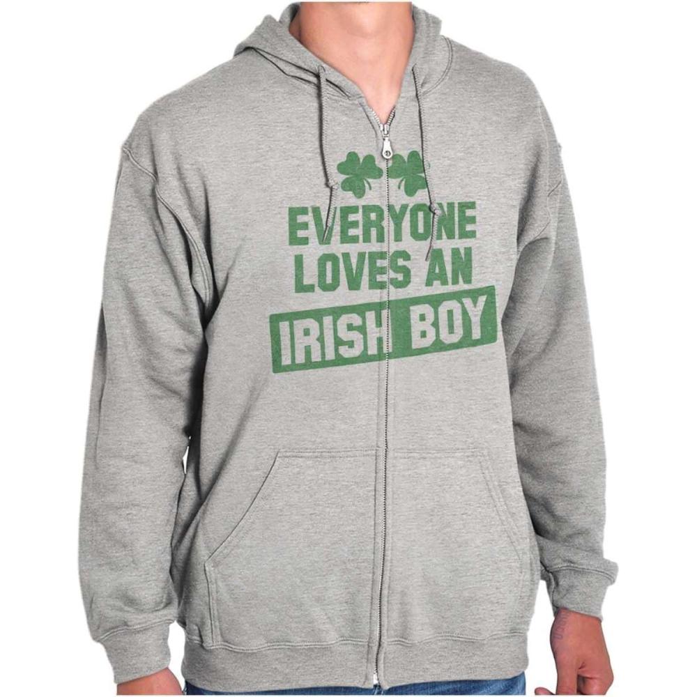 imageBrisco Brands Funny Saint Patricks Day Irish Boy Zip Hoodie Sweatshirt MenSport Grey
