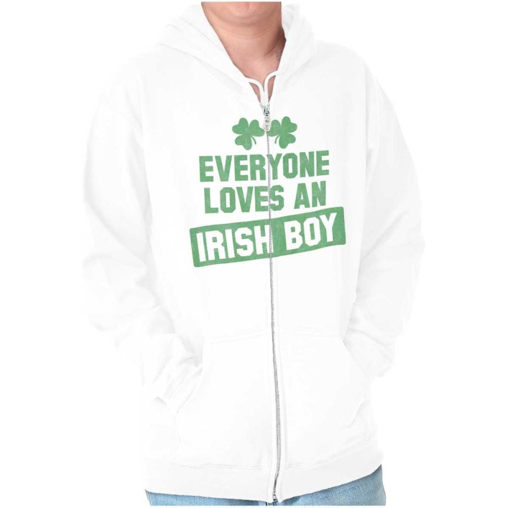 imageBrisco Brands Funny Saint Patricks Day Irish Boy Zip Hoodie Sweatshirt MenWhite