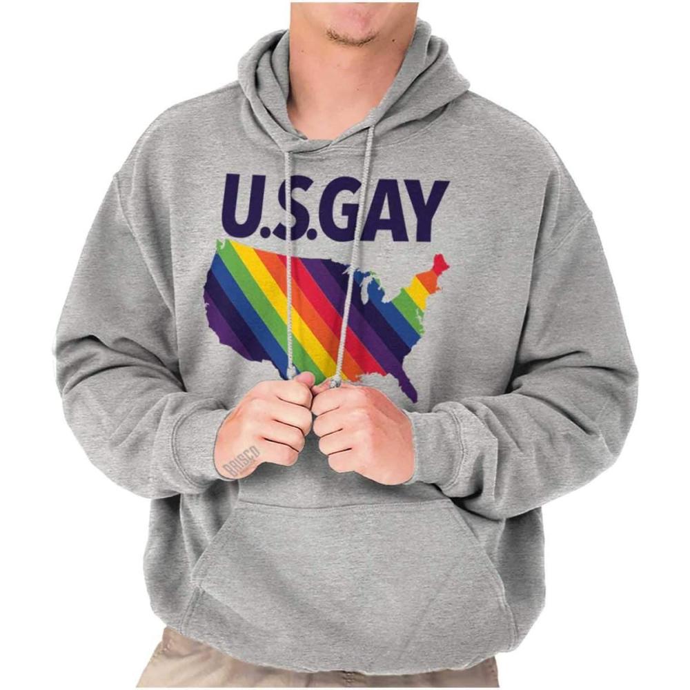 imageBrisco Brands Gay in the USA LGBTQ American Pride Hoodie Sweatshirt Women MenSport Grey