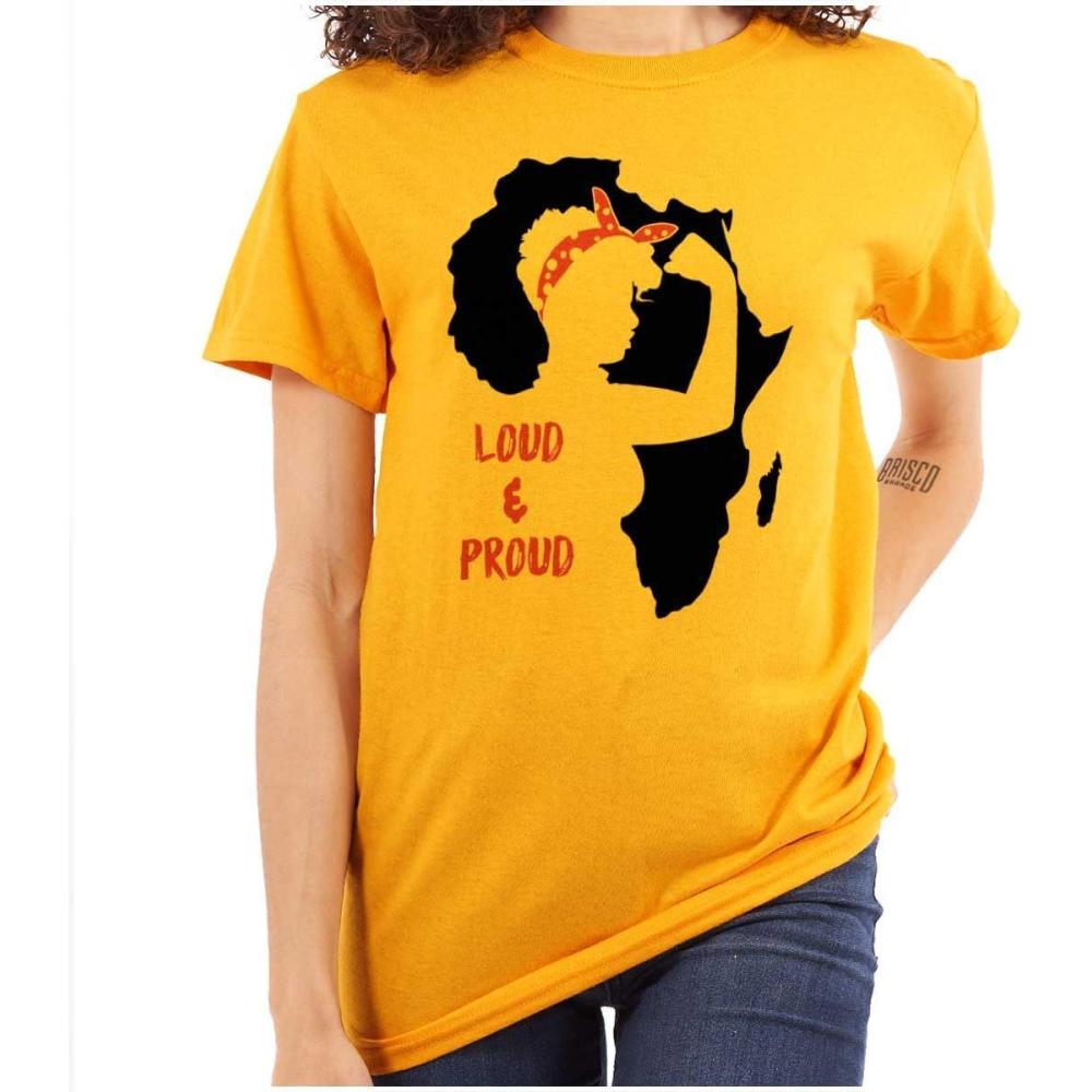 imageBrisco Brands Loud and Proud Black Girl Cute Africa Womens Graphic T Shirt TeesGold
