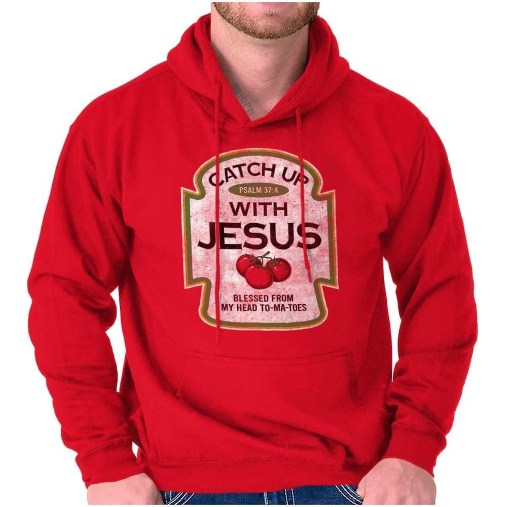 imageBrisco Brands Punny Christian Catch Up With Jesus Hoodie Sweatshirt Women MenGarnet