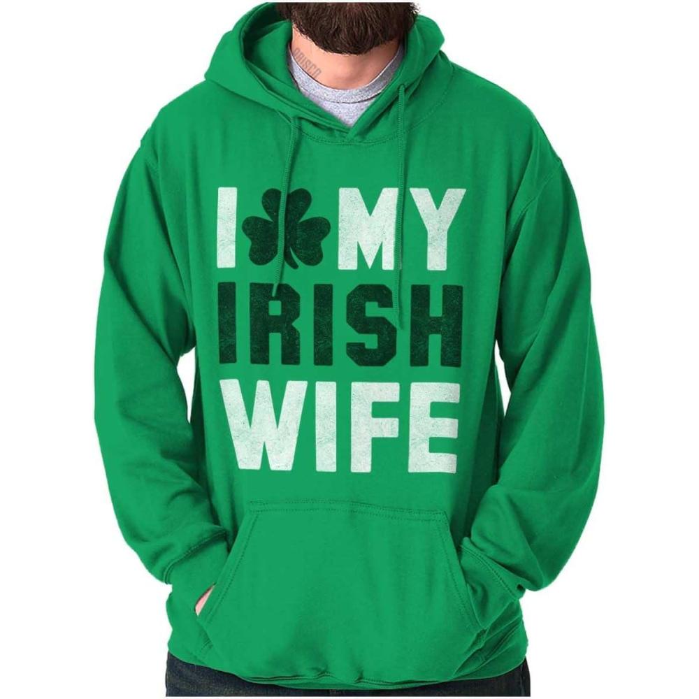 imageBrisco Brands St Patricks Day I Love My Irish Wife Hoodie Hooded Sweatshirt MenIrish Green