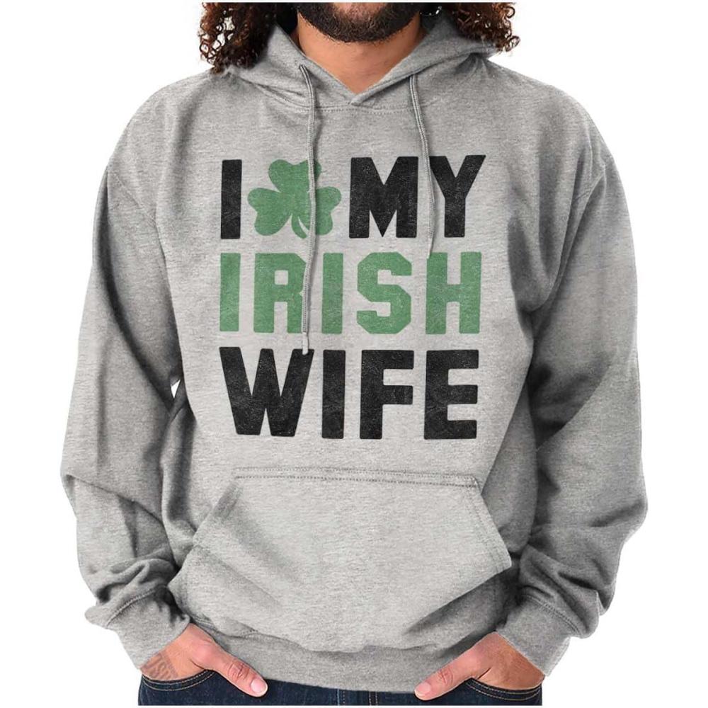 imageBrisco Brands St Patricks Day I Love My Irish Wife Hoodie Hooded Sweatshirt MenSport Grey