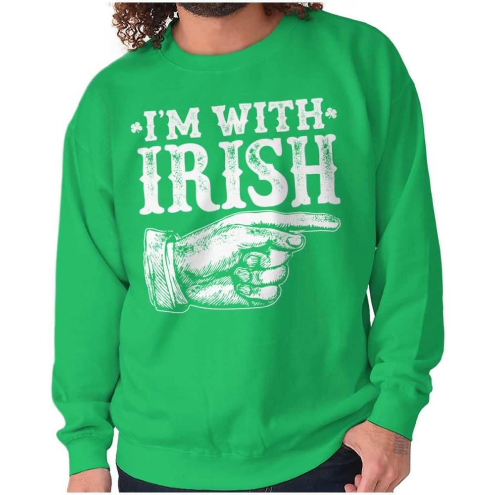 imageBrisco Brands St Patricks Day Im With Irish Sweatshirt for Men or WomenIrish Green