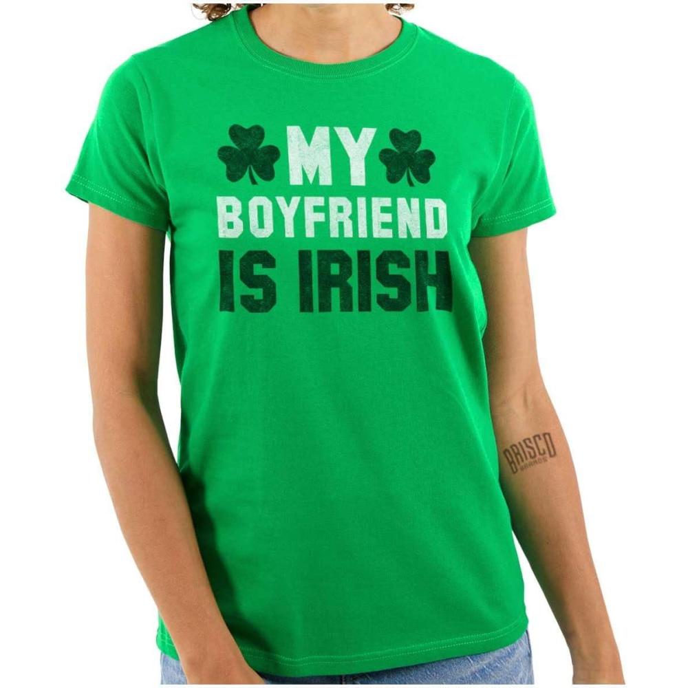 imageBrisco Brands St Patricks Day Irish Boyfriend Womens Slim Fit Graphic TeeIrish Green