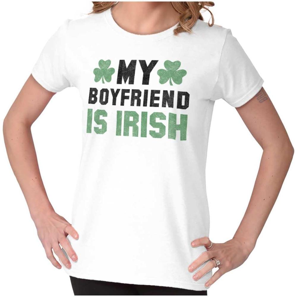 imageBrisco Brands St Patricks Day Irish Boyfriend Womens Slim Fit Graphic TeeWhite