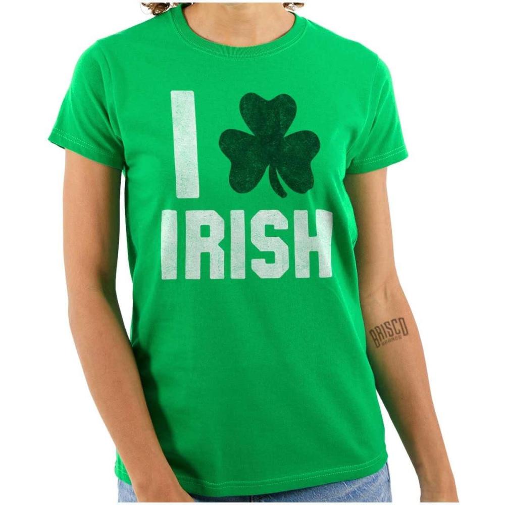 imageBrisco Brands St Patricks Day Irish Pride Shamrock Womens Slim Fit Graphic TeeIrish Green
