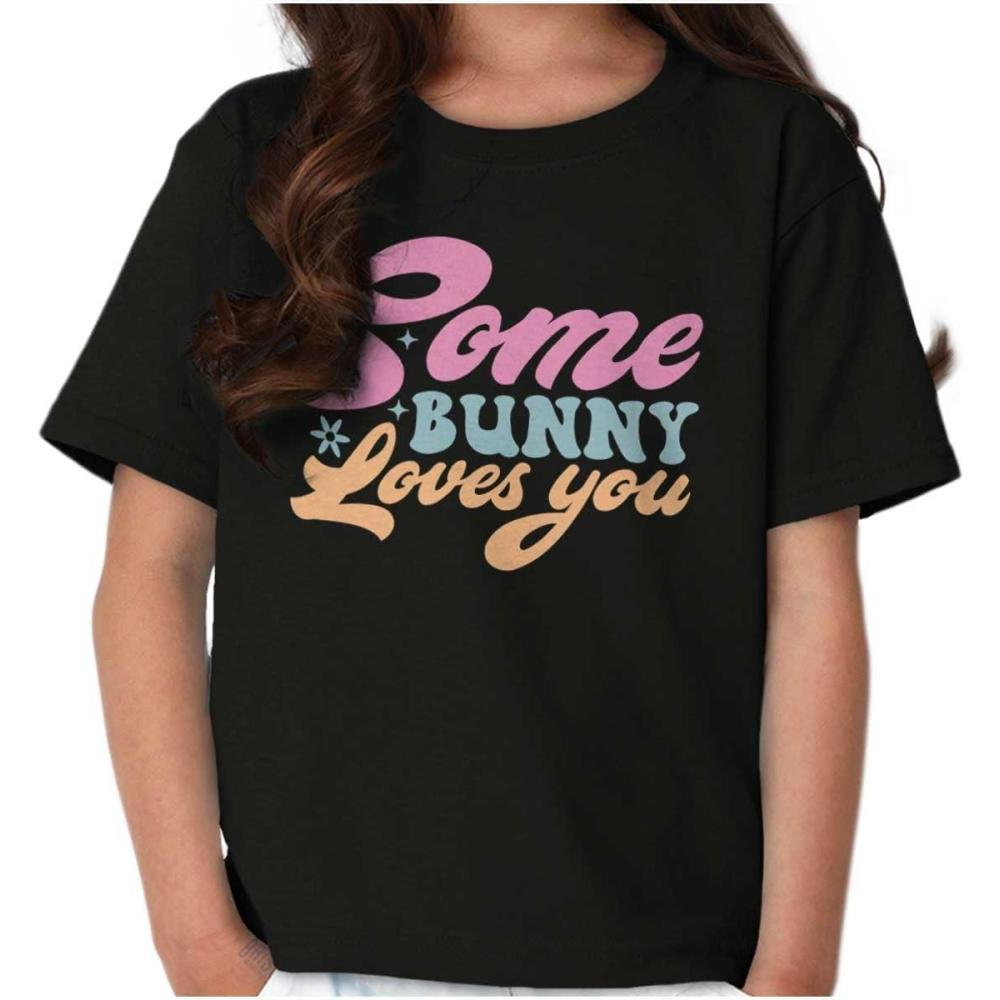imageEaster Pun Some Bunny Loves You Girls Kids T Shirt TeesBlack