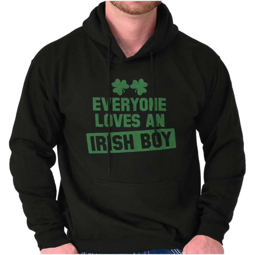 imageFunny Saint Patricks Day Irish Boy Hoodie Hooded Sweatshirt MenBlack
