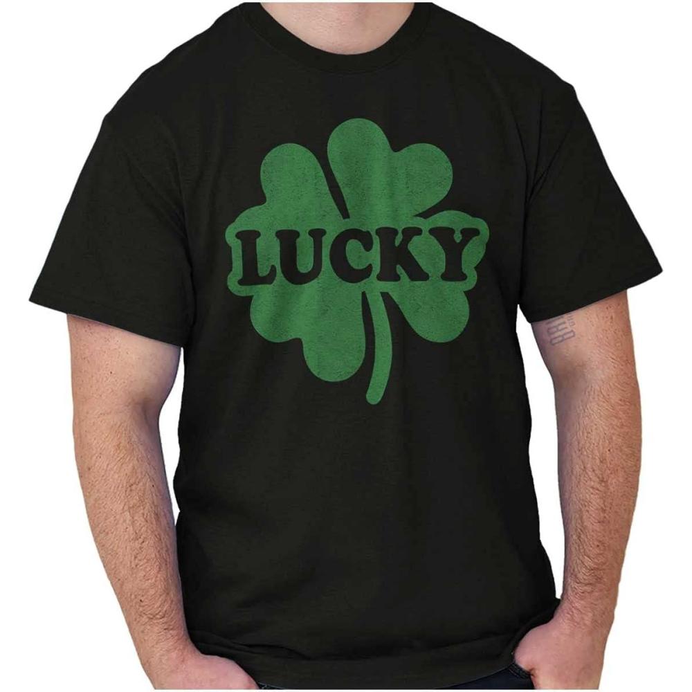 imageLucky 4 Leaf Clover St Patricks Day Graphic T Shirt Men or WomenBlack