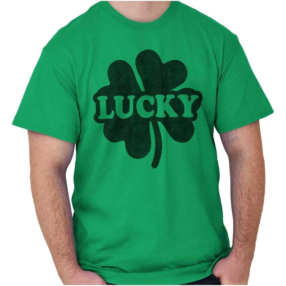 imageLucky 4 Leaf Clover St Patricks Day Graphic T Shirt Men or WomenIrish Green