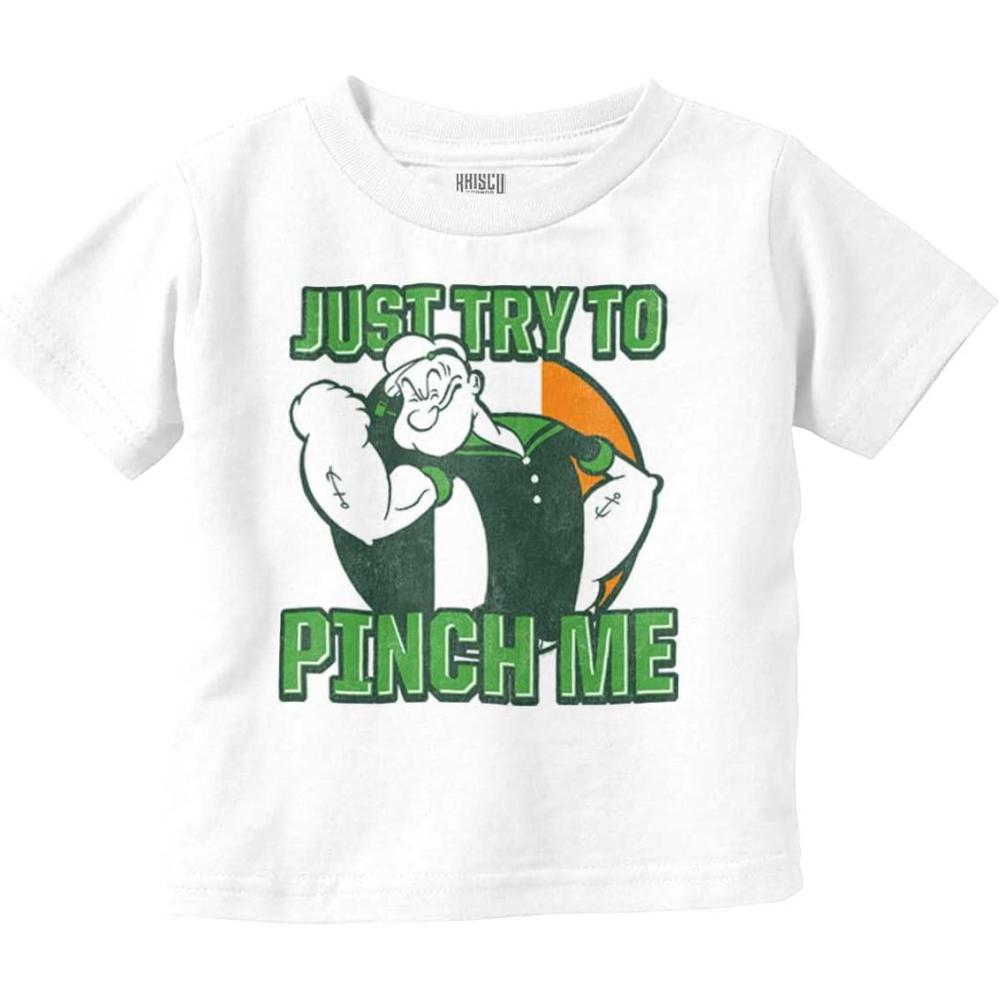 imagePopeye St Paddys Try to Pinch Me Toddler Boy Girl T ShirtWhite