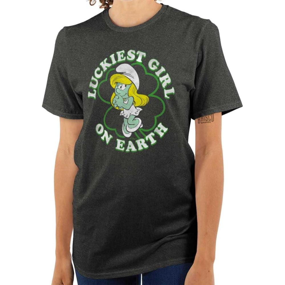 imageSmurfette St Paddys Luckiest Girl Womens Graphic T Shirt TeesDark Heather