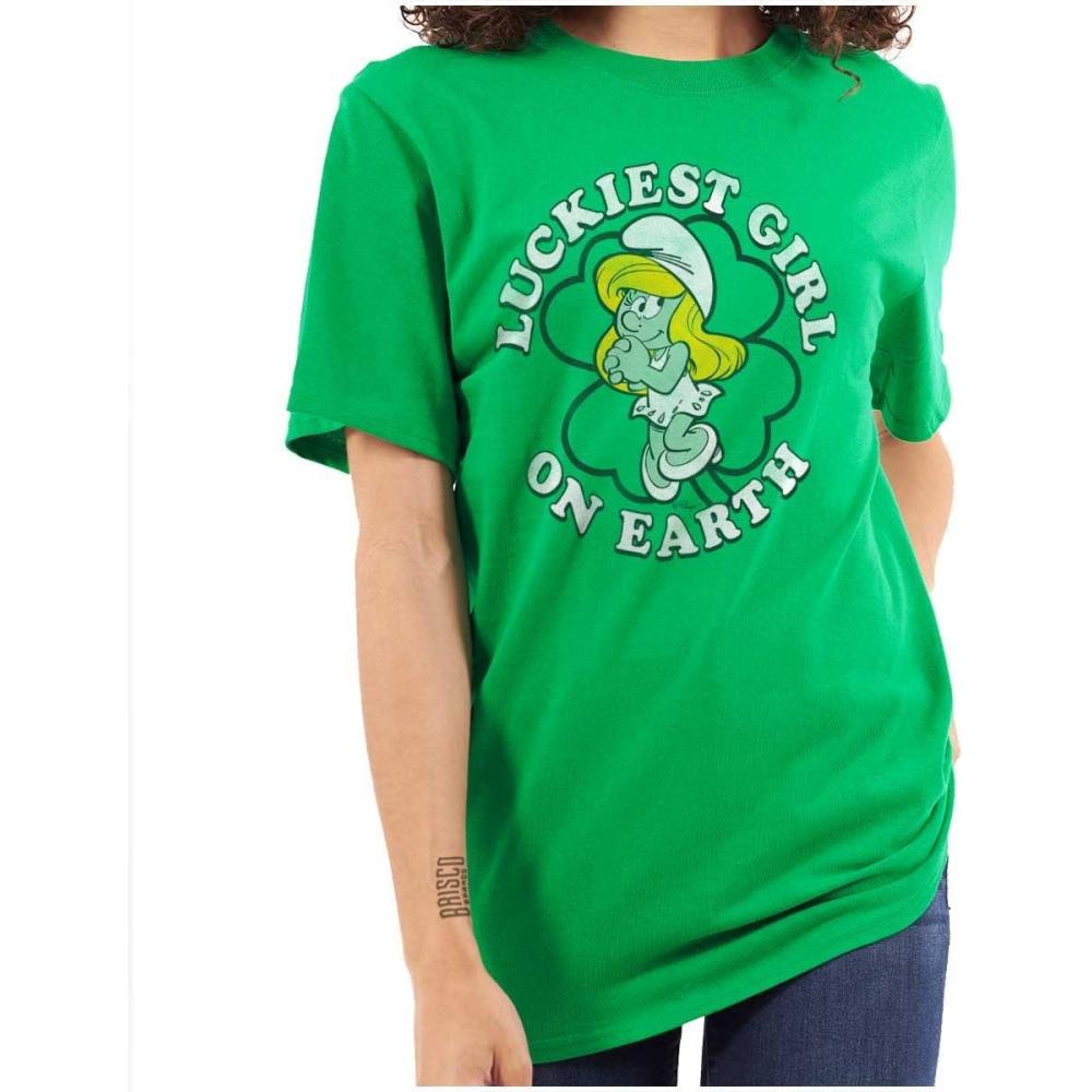 imageSmurfette St Paddys Luckiest Girl Womens Graphic T Shirt TeesIrish Green