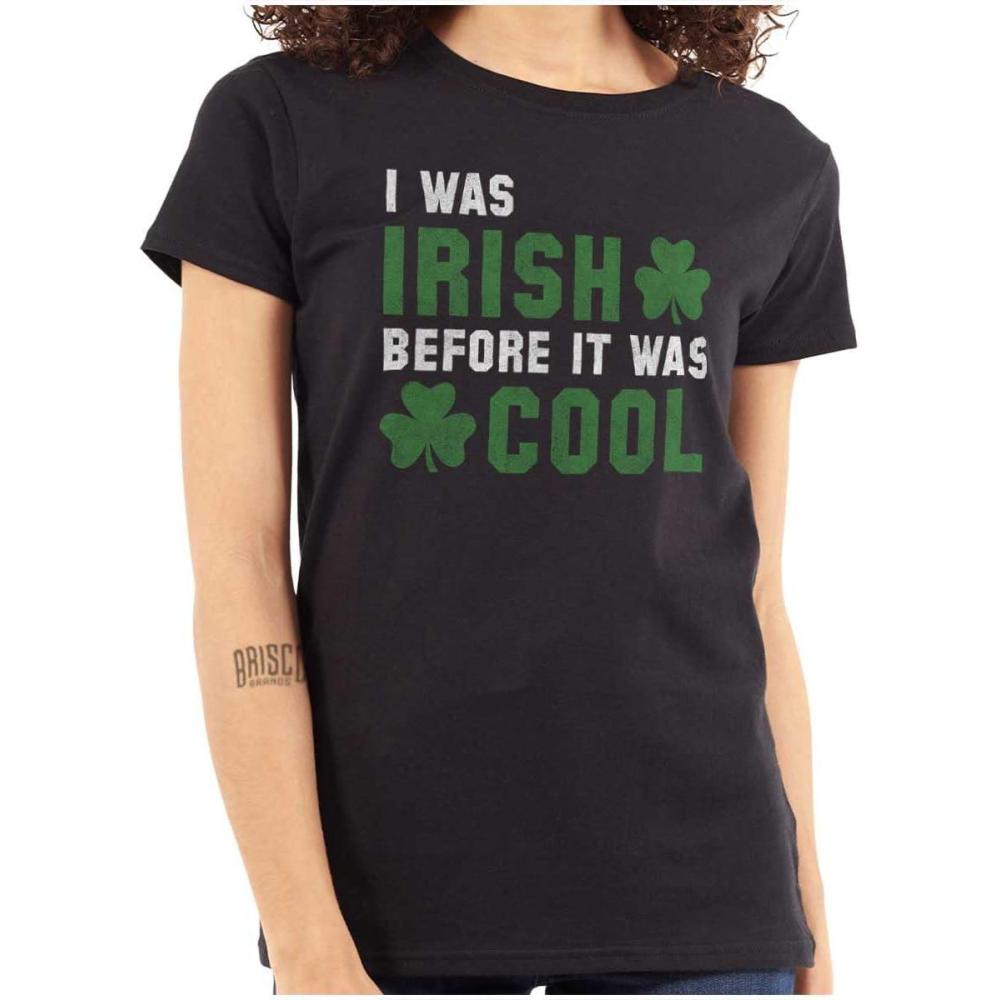 imageSt Paddy Irish Before It was Cool Womens Slim Fit Graphic TeeBlack