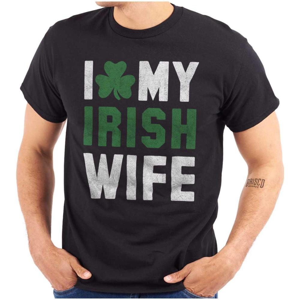 imageSt Patricks Day I Love My Irish Wife Mens Graphic T Shirt TeesBlack