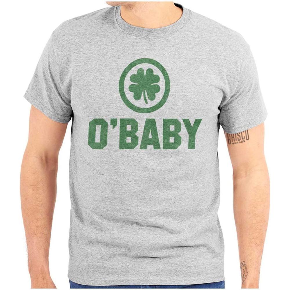 imageSt Patricks Day O Baby Shamrock Graphic T Shirt Men or WomenSport Grey