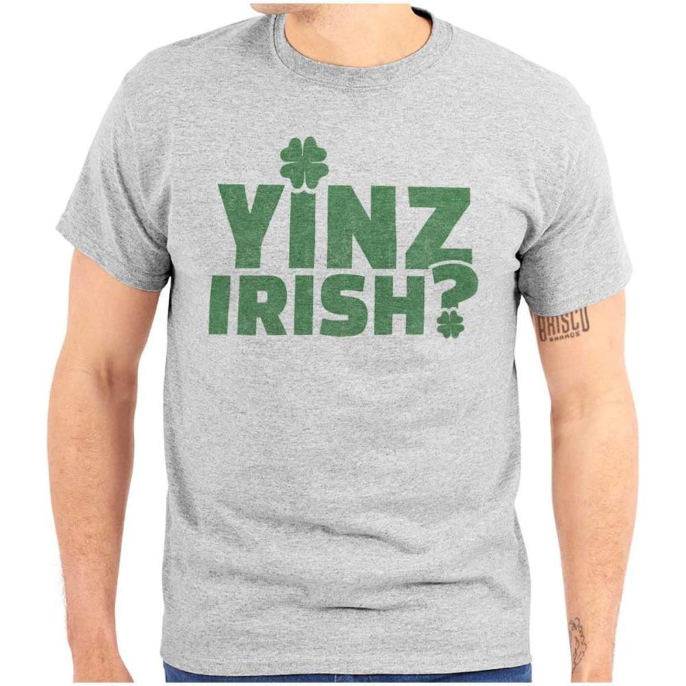 imageYinz Irish Funny St Patricks Day Graphic T Shirt Men or WomenSport Grey
