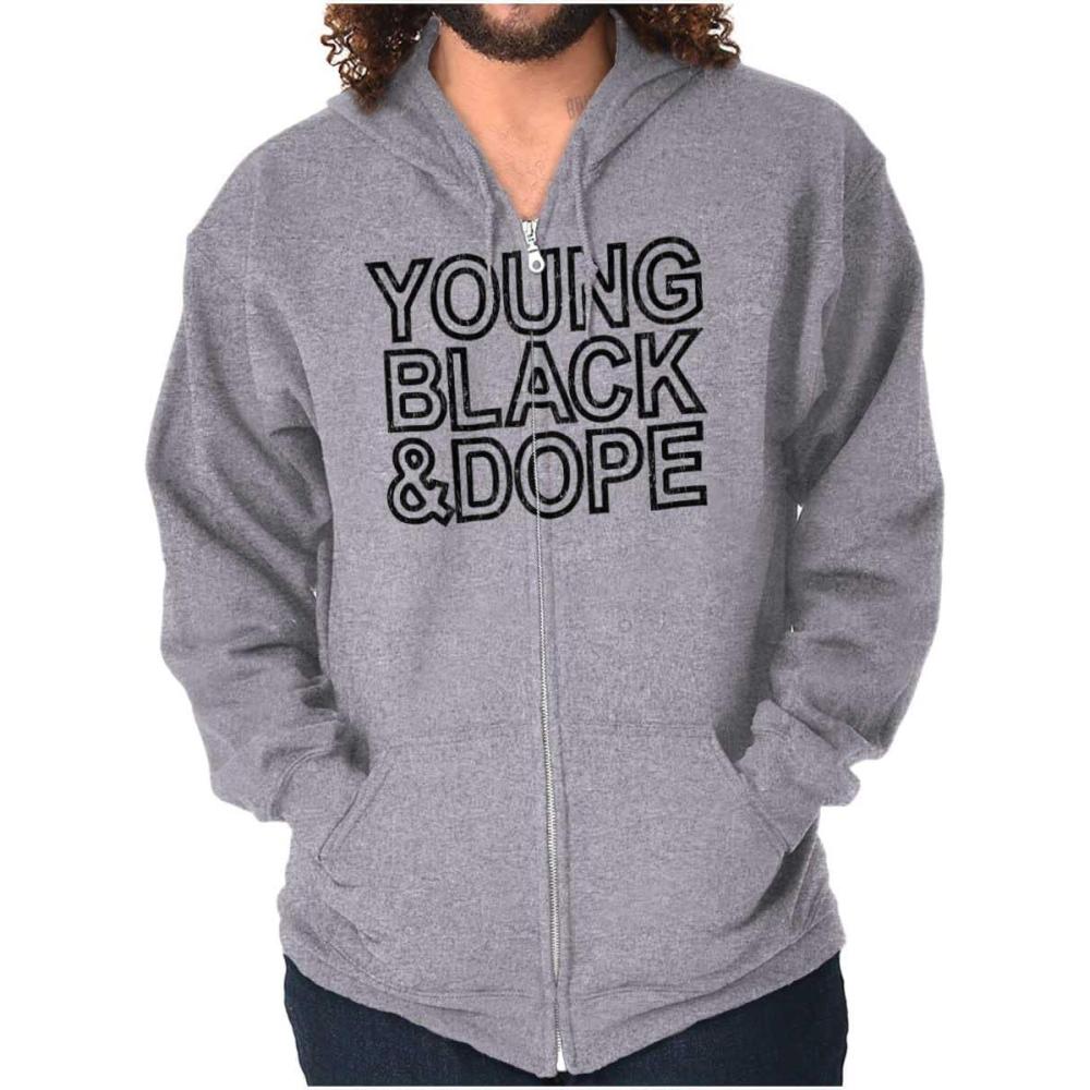 imageYoung Black Dope Melanin King Queen Zip Up Hoodie Mens WomensSport Grey