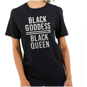 African American Black Goddess Queen Womens Graphic T Shirt Tees(Black)