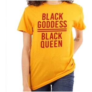 African American Black Goddess Queen Womens Graphic T Shirt Tees(Gold)