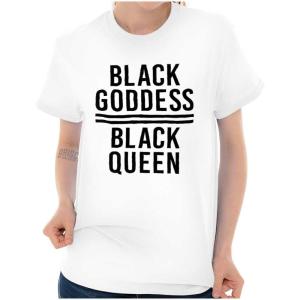 African American Black Goddess Queen Womens Graphic T Shirt Tees(White)
