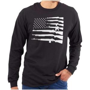American Flag Arms USA Pro 2A Rights Long Sleeve Tshirt Men Women(Black)