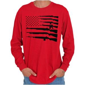 American Flag Arms USA Pro 2A Rights Long Sleeve Tshirt Men Women(Red)