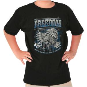 American Pride Brave Freedom Eagle Crewneck T Shirts Boy Girl(Black)