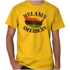 Black Pride Melanin American USA Map Graphic T Shirt Men or Women(Gold)