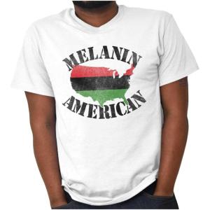Black Pride Melanin American USA Map Graphic T Shirt Men or Women(White)