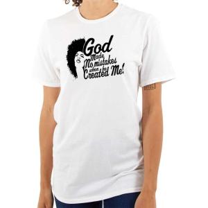 Black Queen God Made No Mistakes Womens Graphic T Shirt Tees(White)