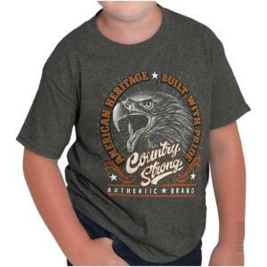 Brisco Brands American Heritage Built with Pride Crewneck T Shirts Boy Girl(Dark Heather)