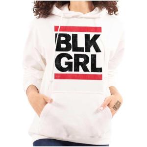 Brisco Brands BLK Girl Cute Black Pride 90s Hip Hop Hoodie Sweatshirt Women(White)